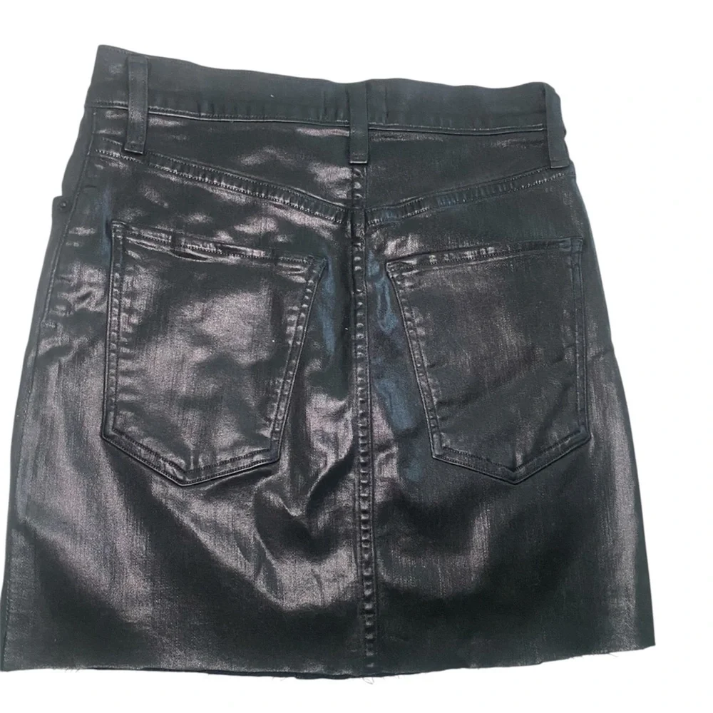 AGOLDE Black Coated Denim Mini Skirt Size 25 – Faux Leather Look